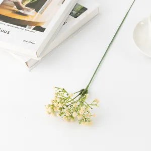 Artificial gypsophila flower 5-fork plastic fake baby's breath green pastoral home decor.