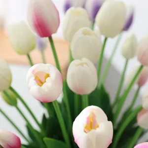 Artificial tulip flower bunch for home decor, soft touch PU material, realistic botanical look.