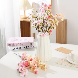 Artificial Cherry Blossom Flowers Faux Silk Peach Flowers for Home Decor Wedding Party Vase