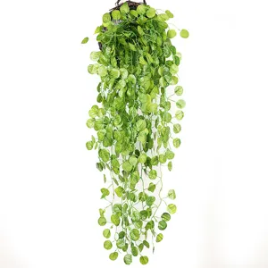 Details of artificial hanging plant vine leaves, perfect for indoor wall and ceiling decor.