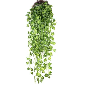 Artificial hanging ivy plant in basket for home, wall and ceiling decoration use.