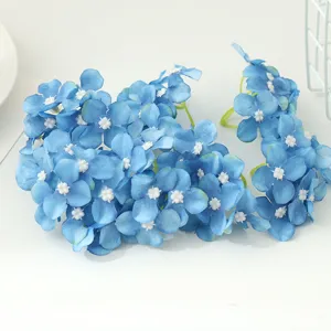 Blue artificial hydrangea flower heads for DIY crafts, floral decor and gift box decoration.