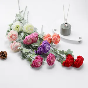 Artificial ranunculus flower bouquet multi-color silk floral arrangement home wedding decor