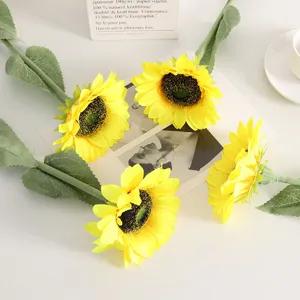 Tournesol artificiel fausse fleur plante à tête unique maison salon décor accessoires photo.