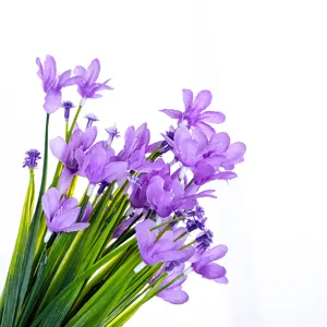 Artificial purple orchid lily valley flower bouquet home bedroom decor silk fake floral