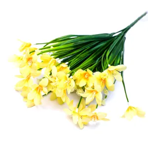 Artificial yellow flower bouquet detail view for bedroom home decor and interior styling.