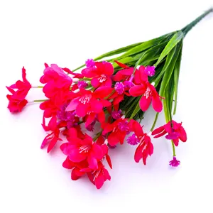 Artificial silk flower bouquet home decor artificial orchid grass bedside table ornament detail