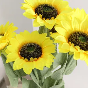 Bouquet de tournesols artificiels fleurs fausses pour déco salon accessoires photo.