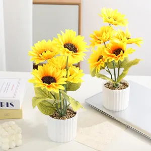 Artificial sunflower potted plant desktop home decor creative floral arrangement main image