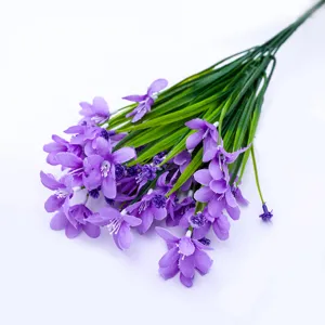Artificial purple flower bouquet fake plant home decor wedding party desktop ornament