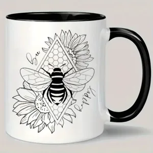Taza De Café De Cerámica Bonita Taza De Cerámica Estampada Para Oficina Hogar Bebidas Diarias Taza De Patrón Vacacional Variado