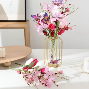 Romantic pink artificial flowers bouquet, perfect for wedding floral arrangements and decor.