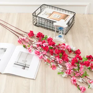 Artificial plum peach blossom branches fake flowers for home wedding party decoration floral setup