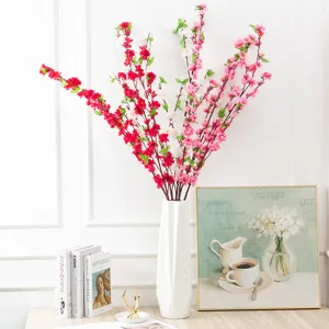 Artificial peach blossom branch fake plum flowers for home wedding party decoration floral display.