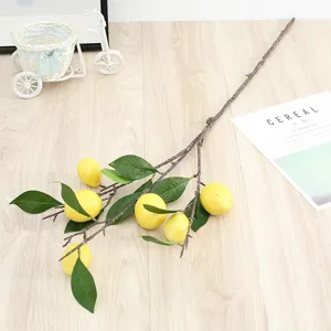 Künstlicher Zitronenzweig Simulationsfrucht Stiel für Heimdekoration Fotografie Requisiten.