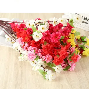 Artificial plum blossom branches faux cherry flowers multi-color silk floral for home wedding decor