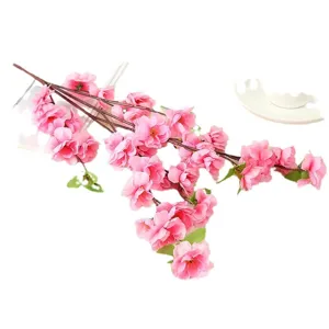 Artificial pink peach blossom branch fake cherry flowers for home wedding decor 1pc