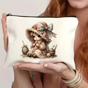 Trousse de Maquillage en Toile Gnome de Noël Pochette Cosmetique de Fête Organisateur de Toilette Voyage Portable Sac à Fermeture Éclair Cadeau