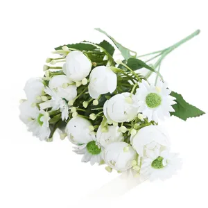 Artificial Daisy Flower Bouquet White Fake Flowers for Wedding Home Decor Desktop Ornament