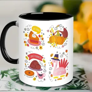 Thanksgiving Keramik Kaffeetasse mit Herbst Kürbis Muster für Büro und Geschenk