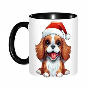 Tasse à café en céramique avec illustration de chiot mignon, cadeau de Noël idéal pour tous.