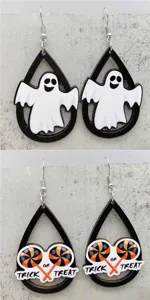 Halloween Ohrringe Tropfenform Geist und Kürbis Design hängende Ohrringe festlicher Schmuck