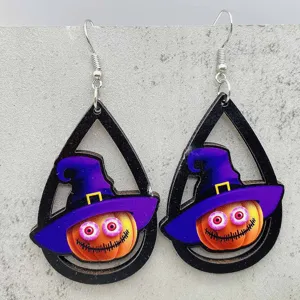 Halloween Kürbis Tropfen Ohrringe gruselige Hexenhut Ohrhänger Damen Festival Schmuck