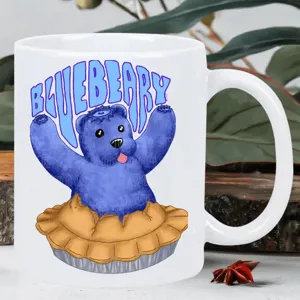 Keramische Kaffeetasse mit niedlichem blauem Bären Motiv, ideal für Büro und den Alltag.
