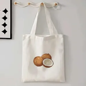 Borsa shopper in tela con stampa di cocco borsa a mano casual per uso quotidiano