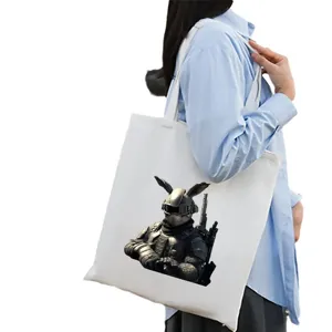 Borsa tote in tela casual e alla moda con stampa di coniglietto tattico come regalo.