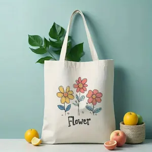 Casual mode canvas shopper tas met bloemenprint, perfect voor dagelijks gebruik.