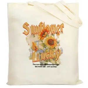 Borsa tote in tela con stampa di girasoli, borsa a spalla casual per shopping e vita.