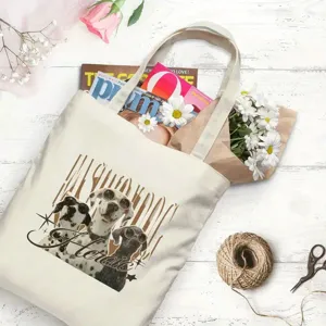 Borsa tote in tela di cotone con stampa di cani, borsa da shopping ideale e regalo.