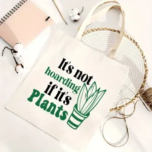 Stofftasche mit niedlichem Pflanzenmotiv und Spruch, langlebige Schultertasche für Alltag.