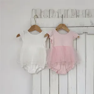 Adorable body tutu en tulle pour bébé fille été, barboteuse mignonne avec manches volantées