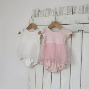 Bébé fille mignon body robe en tulle manches volantées détail été belle nouveauté