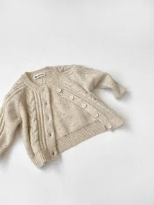 Cardigan in maglia caldo invernale per neonati con pois colorati, grazioso capospalla.