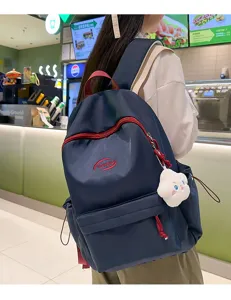 Mochila escolar versatil y elegante con colgante de nube, bolso casual para chicas a diario.