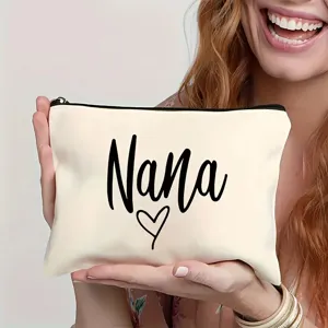 Personalisierte Canvas Kosmetiktasche mit Nana Aufdruck, stilvoller Make-up Beutel für Geschenke.