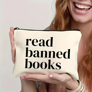 Leinwand Reißverschluss Kosmetiktasche mit Text, tragbare Make-up Tasche für Reise.