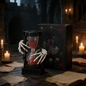 Gotische Skelett Rose Sanduhr Baustein Ornament, dunkles romantisches kreatives Spielzeug Geschenk.