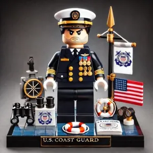 US Coast Guard military building block action figure toy set with base and accessories detail