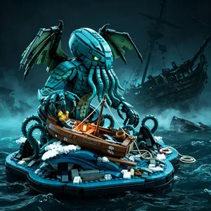 Cthulhu sea monster building block set dark myth toy collectible detailed scene model display