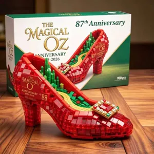 Red high heel brick building blocks toy, Magical Oz anniversary collectible gift for girls.