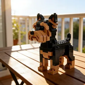Cute dog building block toy, compatible mini bricks DIY assembly toy home desktop decor.