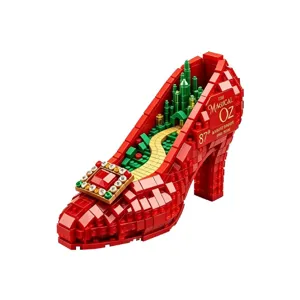 Wizard of Oz red ruby slippers building blocks brick high heel toy creative gift for girls