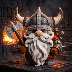 Nordic Viking Gnome Warrior Building Blocks Toy Set Fantasy Dwarf Action Figure Plastic Brick Model Desktop Decor