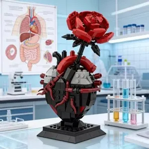 Mattoncini cuore rosa modello giocattolo creativo ornamento da scrivania regalo