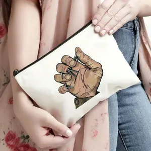 Kosmetiktasche aus Segeltuch mit einzigartigem Anime-Hand-Design, ideal für Reisen und Alltag.
