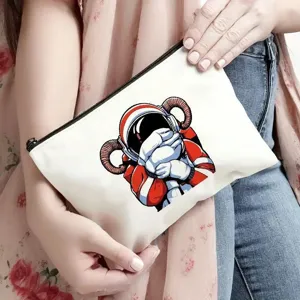Leinwand Kosmetiktasche Federmäppchen mit einzigartigem Astronauten Anime Charakter Druck.